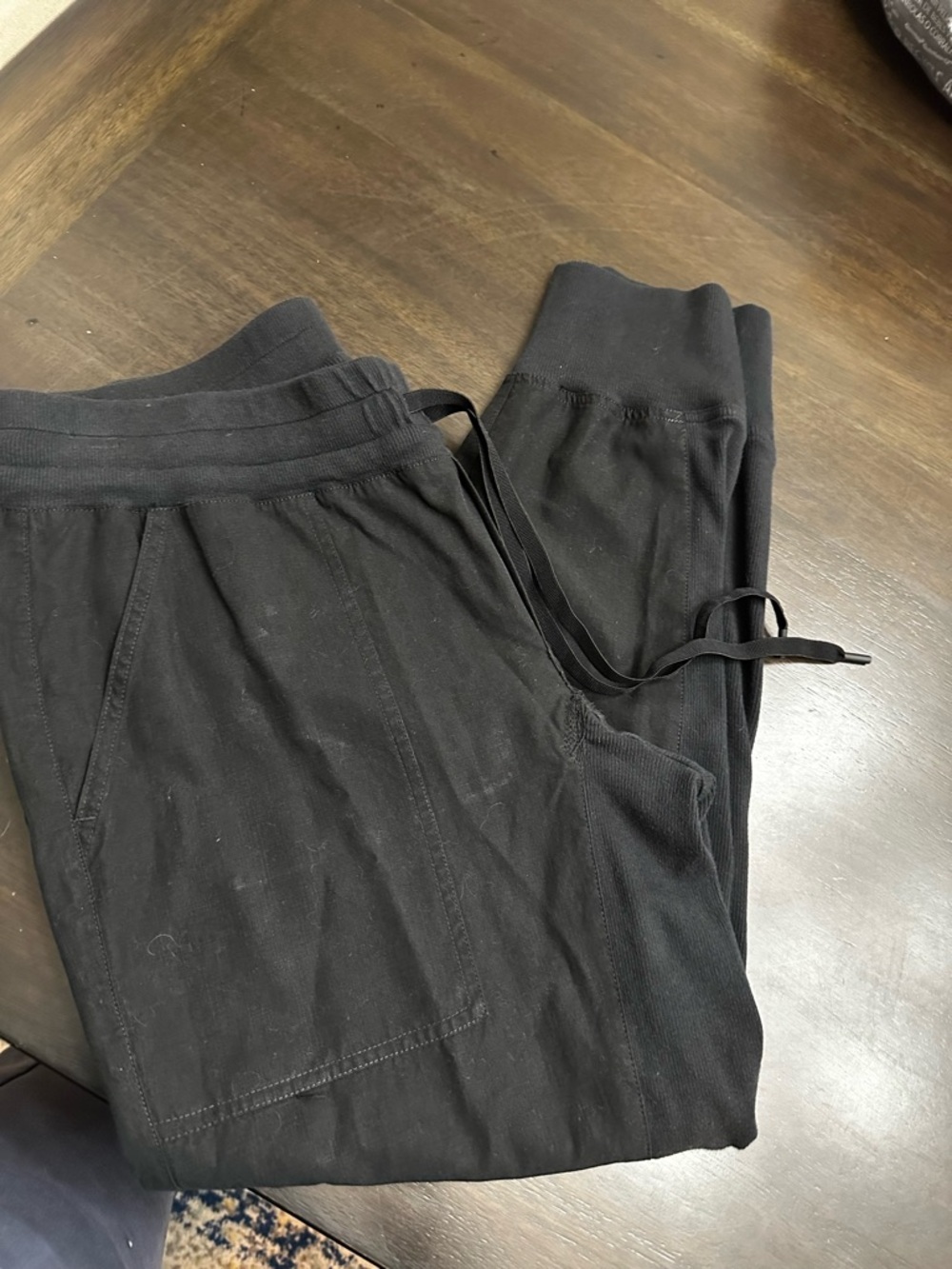 CAbi Black Ribbed-Waist Drawstring Pants